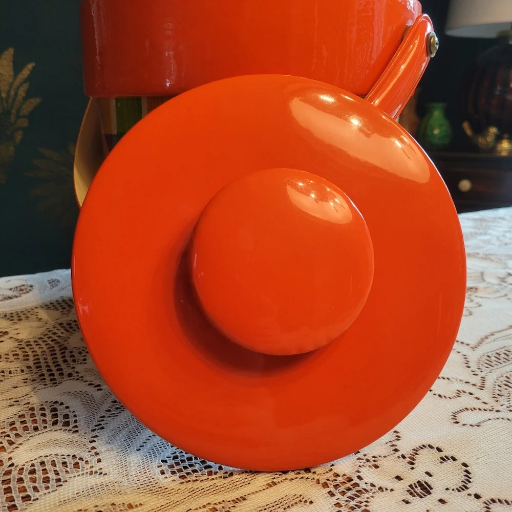 Vintage Vinyl Rainbow Plaid & Orange Ice Bucket